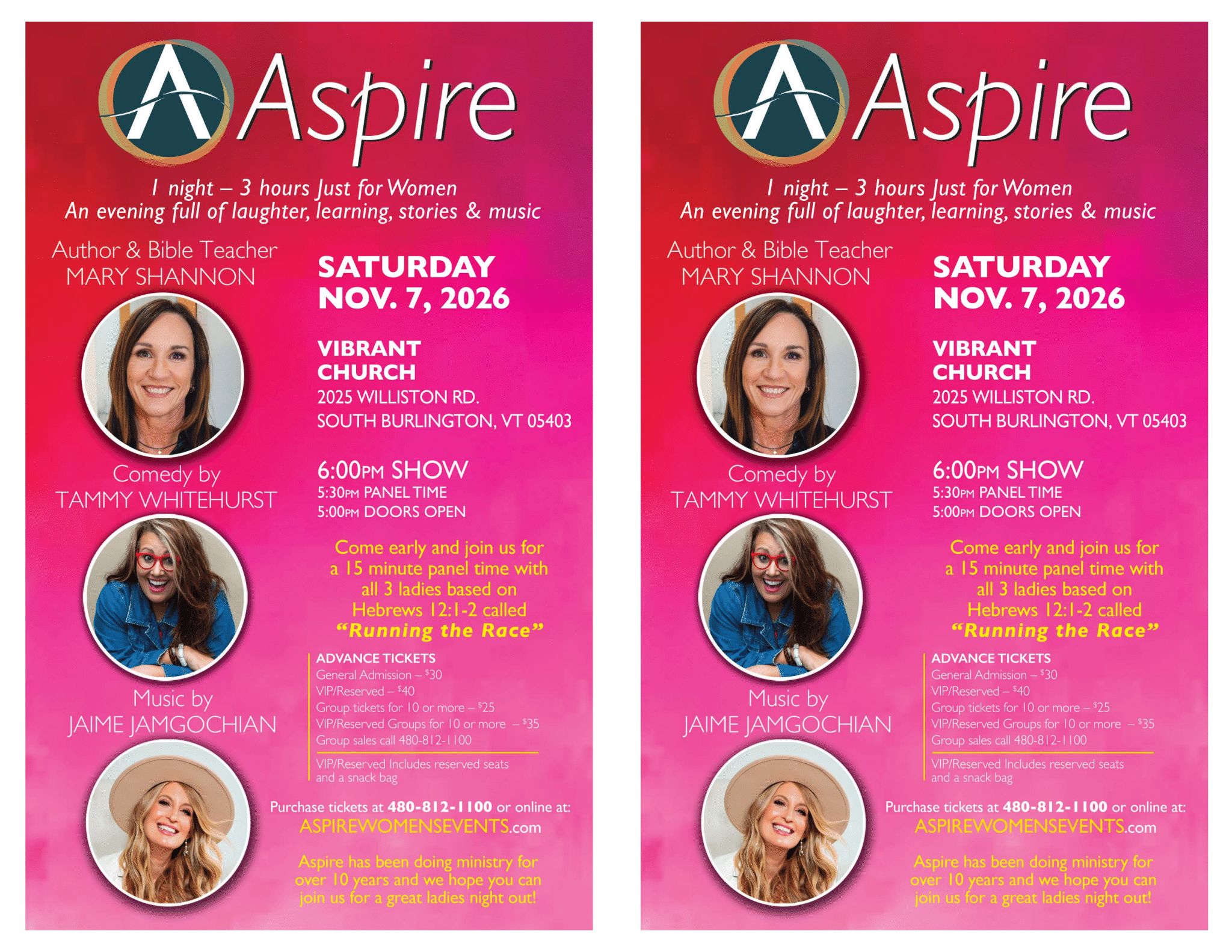 Aspire Sat Nov 7 South Burlington VT-2UP