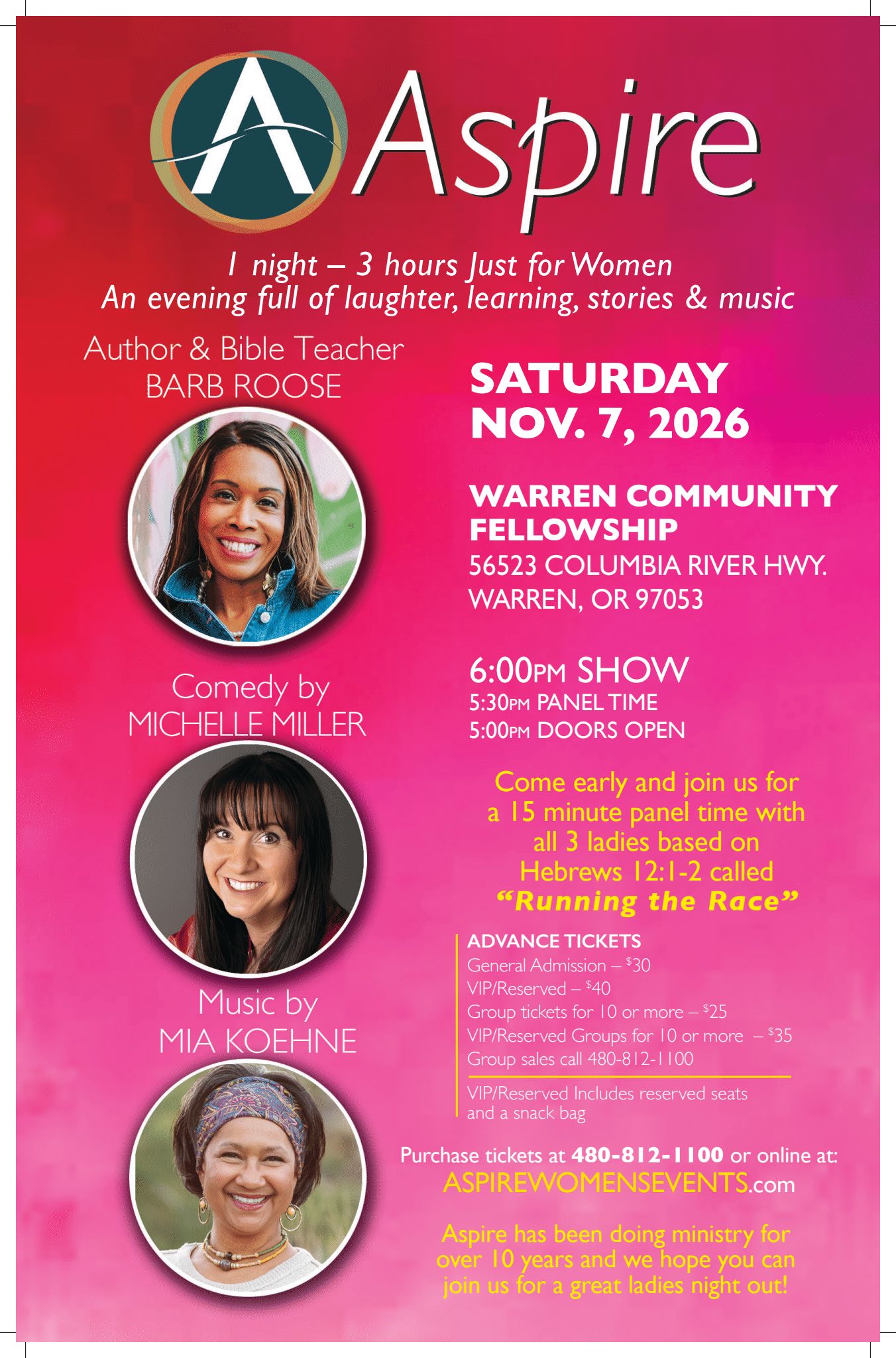 Aspire Sat Nov 7 Warren OR